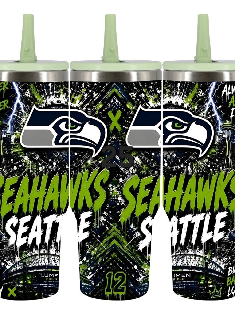 Seattle Seahawks Green Graphic Insulated Tumbler with Straw